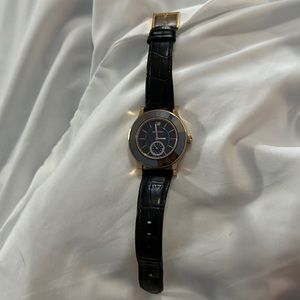Authentic Swarovski Rose Gold and black strap watch